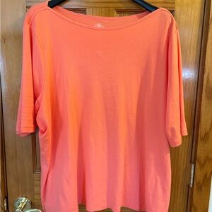 St. John's Bay Relaxed Scoop Neck Women’s Top - Coral Pink